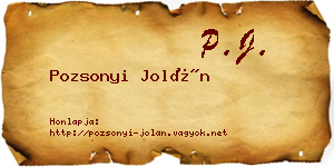 Pozsonyi Jolán névjegykártya